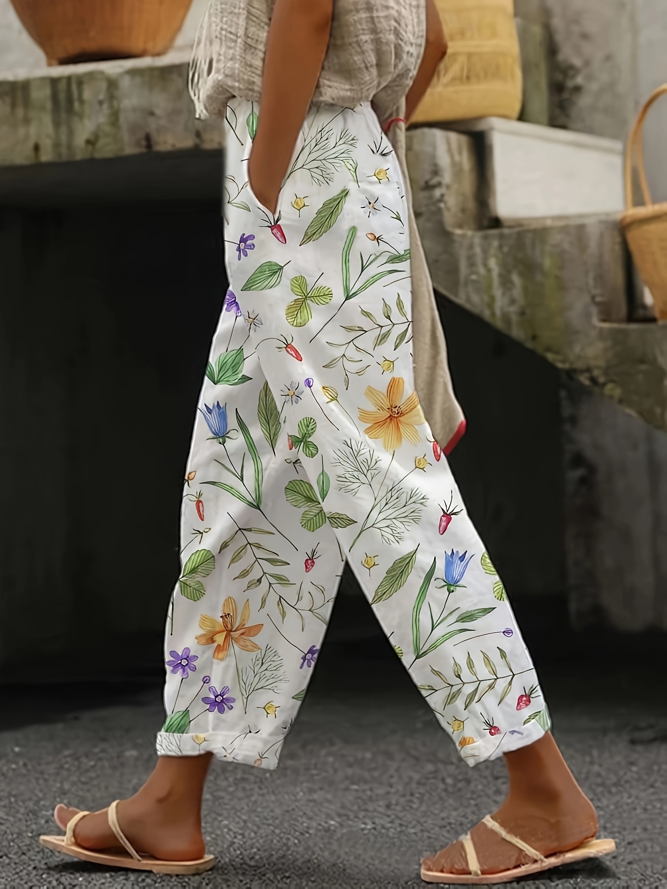 パンツ SHEER FLOWERBASE PRINT PANTS SHEER FLOWERBASE PRINT PANTS赤（Pink Abstract Floral Print