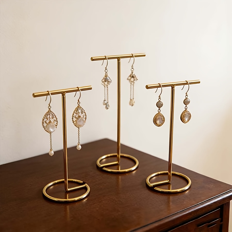 TEMU 3pcs Metal Jewelry Rack, Desktop Vertical Storage Shelf, Entrance Vanity Organizer, Light Luxury Texture, To Clutter, Delicate And High-grade