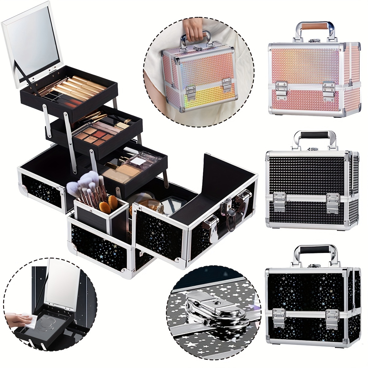 

Multifunctional Lightweight Makeup Square Box, Versatile Professional Makeup Artist Tool Case