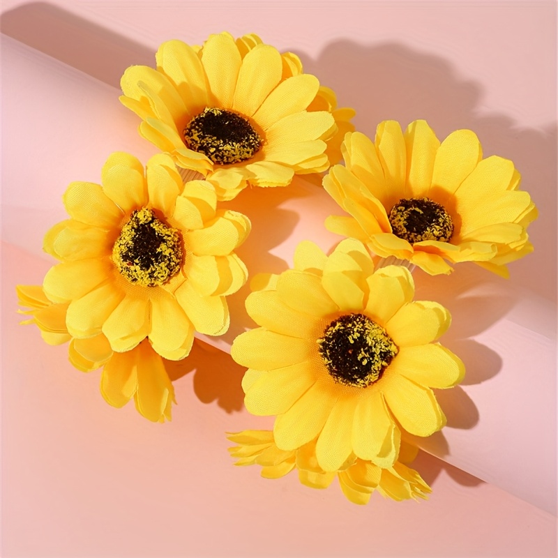 2 Bohemian Sunflower Garland Hair Ties, Sweet And Cute Elastic Hair Band Simulation Flower Decoration Hair Additions