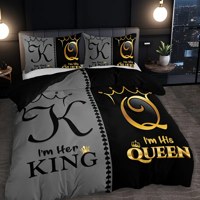 3pcs ultra soft breathable queen letter duvet cover set 1 duvet cover 2 pillowcases without pillow inserts home dorm high definition suitable for bedroom and living room room decor Product details 0