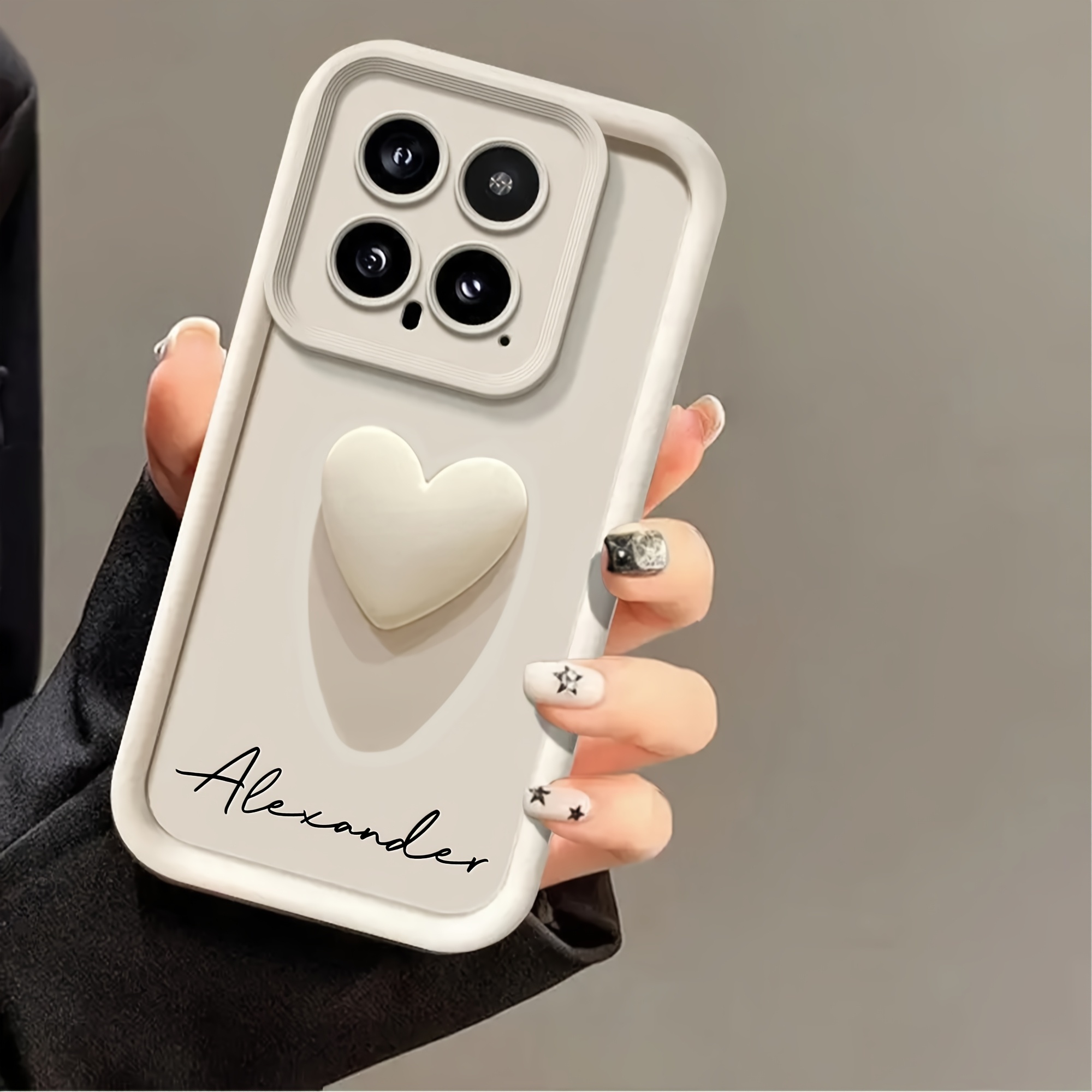 TEMU Phone Case: Personalized All Inclusive Tpu Cases Custom Name Cute 3d Love Heart Phone Cases Compatible With Xiaomi Redmi Note 14 13 12 Pro Plus