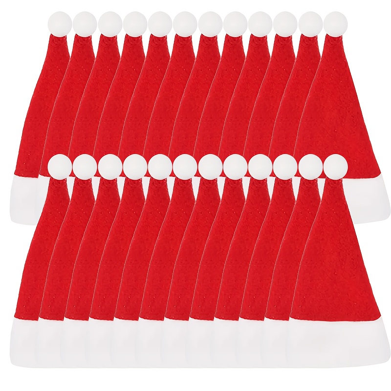 TEMU 24pcs Set / 12cm (4.72 Inches) Christmas Red Mini Hat Utensil Storage Decorative Bags, Home And Kitchen Supplies, Mini Hat Utensil Covers,