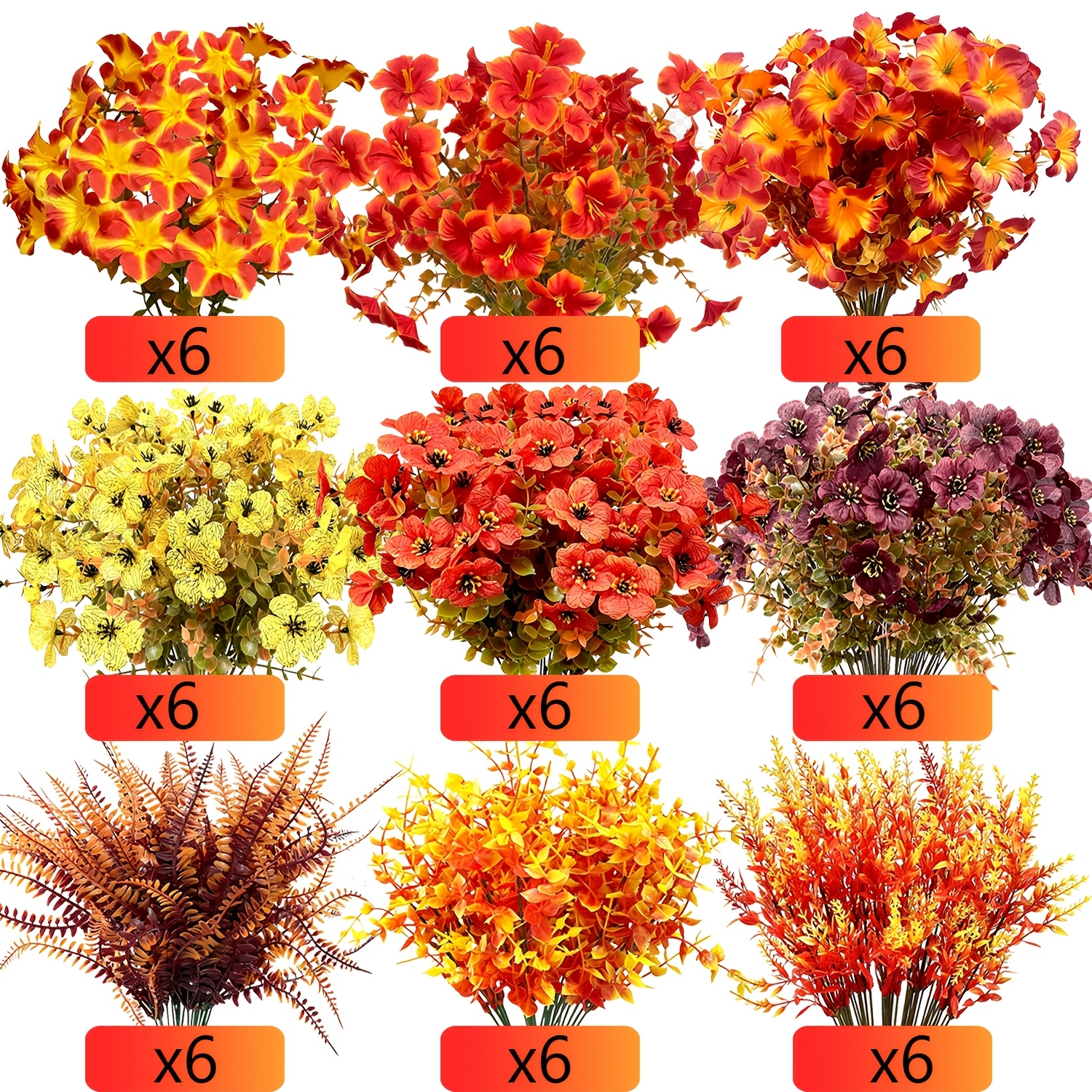 TEMU 54 Bundles Artificial Fall Decor Outdoor Fake Flowers | Uv-resistant Faux Chrysanthemums, Artificial Autumn Plants For Porch, Garden, Window Box
