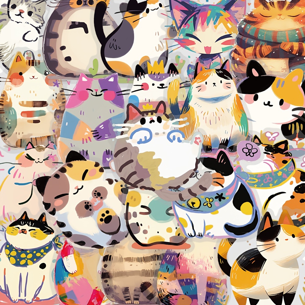 

50pcs Cat Stickers - Transparent Pet, Matte , Self-adhesive Decals For Phone Cases, Laptops, Scrapbooks & More - Sparkle Accents By Gutbd