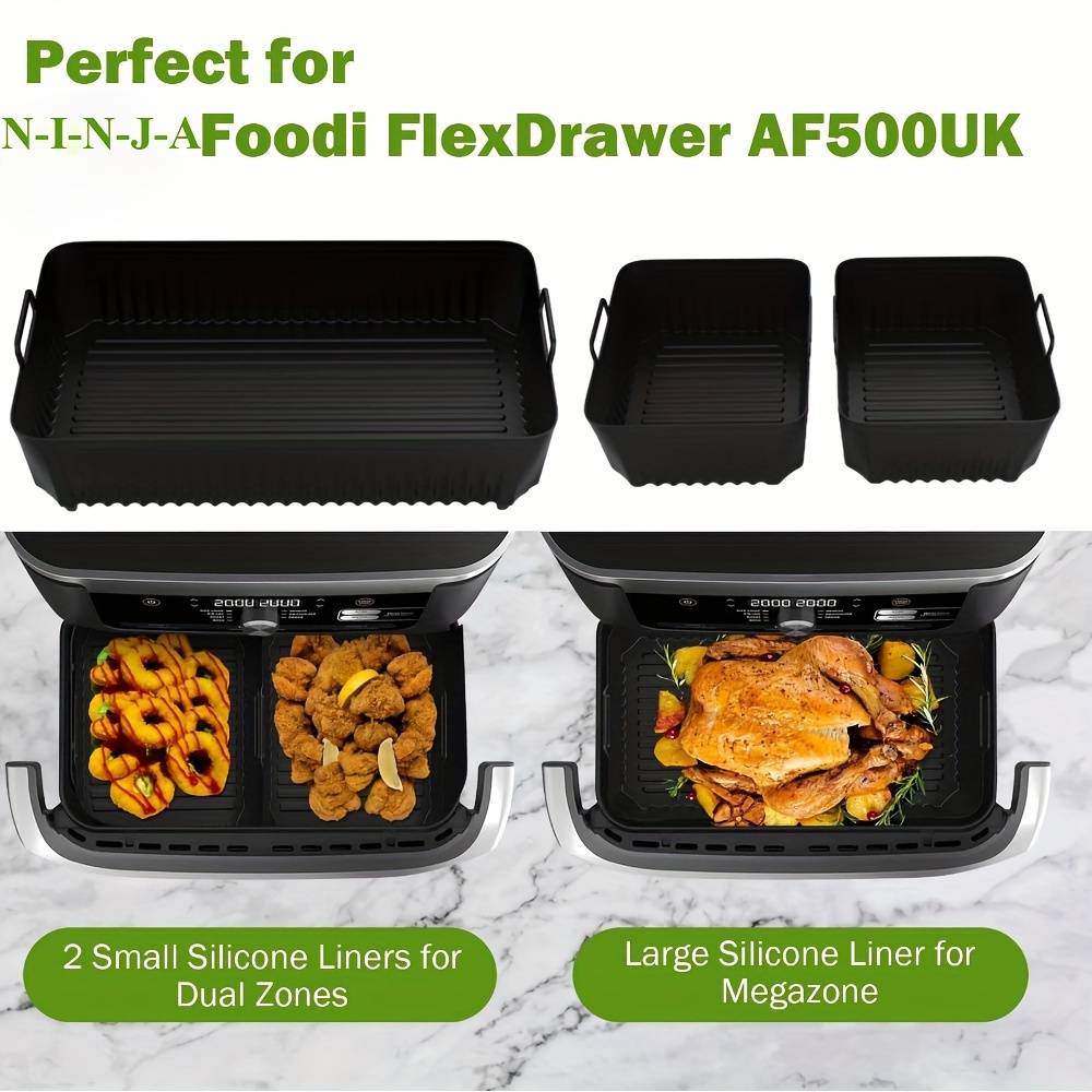   af500 air fryer compatible silicone tray set 5 2  4l non stick baking baskets reusable food contact safe liners for oven   pan details 4