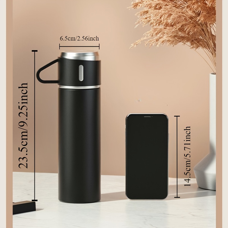1 set stainless steel   water bottle set with 3 lids leakproof outdoor camping hiking cups for home   durable gift set for couples spill proof design modern drinkware    ware office workers Product details 5