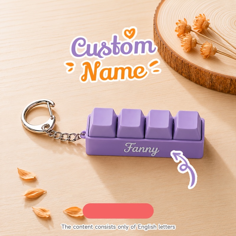 TEMU [custom] 1pc Personalized Custom Name Stress-relief Push Keycap Keychain, Customizable With English Names And Text, Multi-key Independent Push