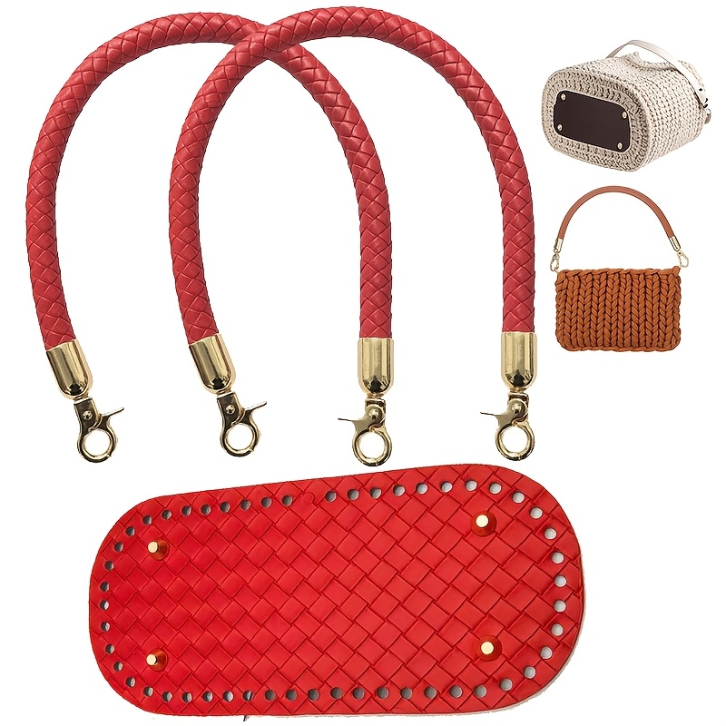 TEMU 3pcs Set New Style Handmade Bag Twill Pu Leather Crochet Bag Base With Nails, High-quality Accessories Perfect Or Making Crochet Bags, Diy