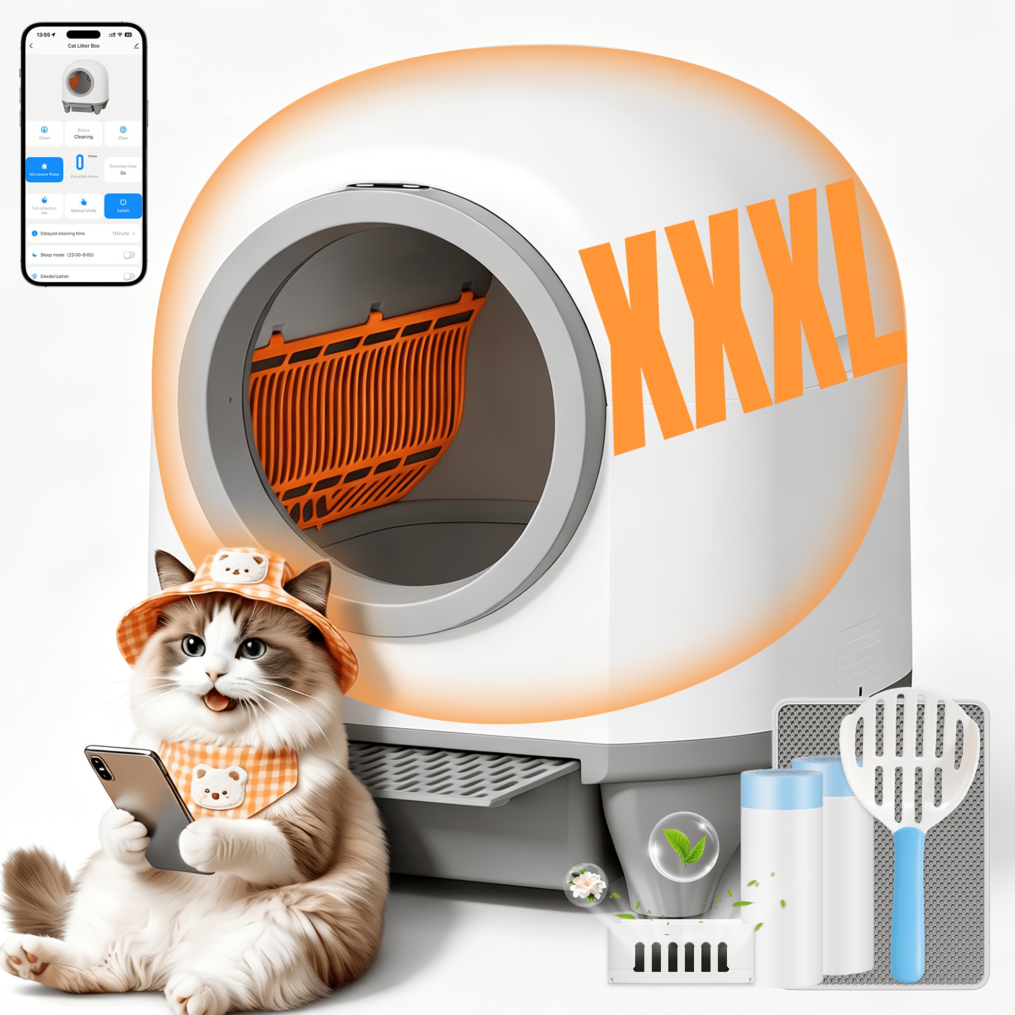 TEMU Devoko 85l Self-cleaning Cat Litter Tray, Xxxl Large Capacity, App-controlled, 85l + 8.5l Total Capacity, Safe, Suitable For Cats Weighing Up To
