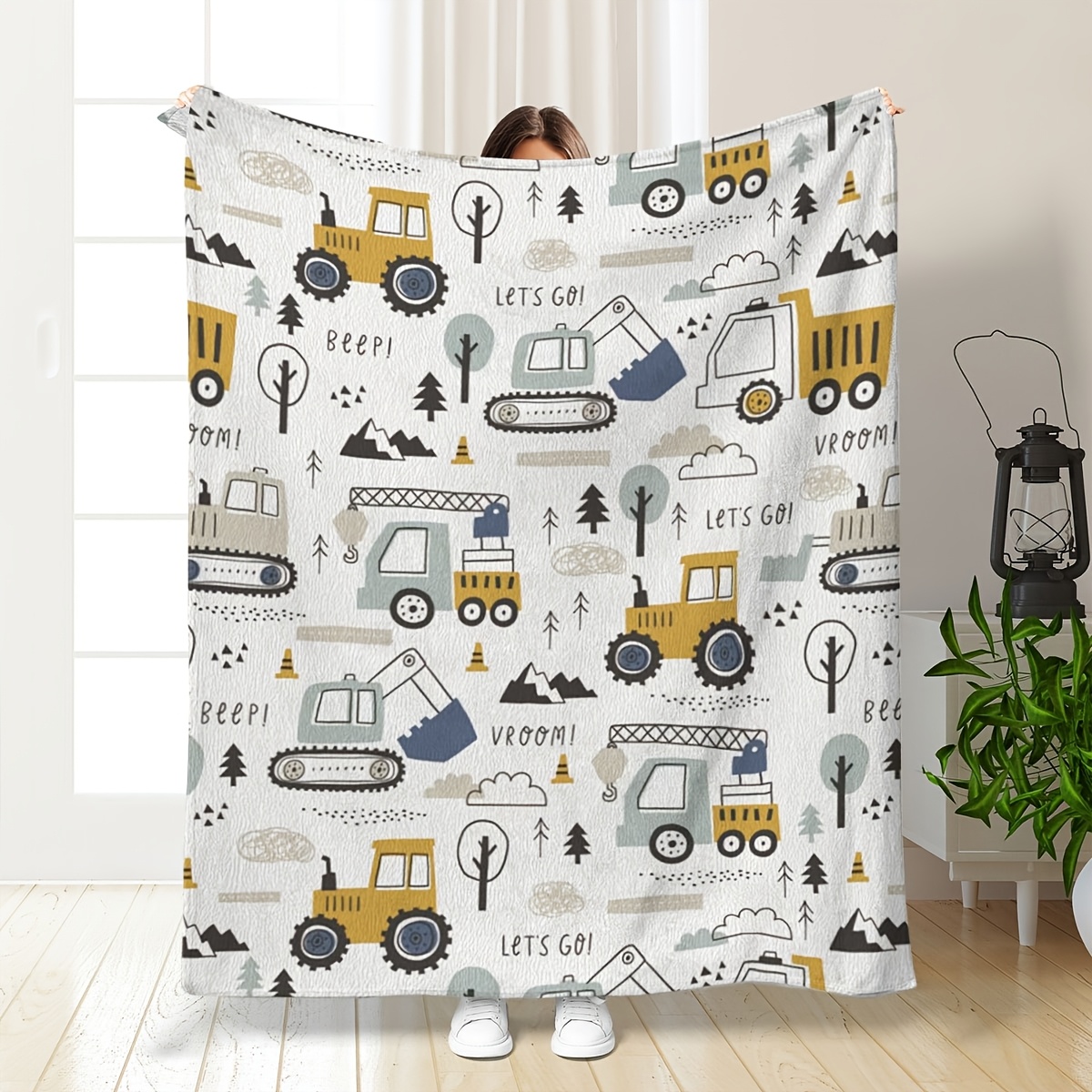 

1pc Contemporary Cartoon Flannel Blanket - Soft, Warm, Lightweight Polyester Fleece For Bedding, Sofa, Travel - All Knitted Throw With - 200-250gsm