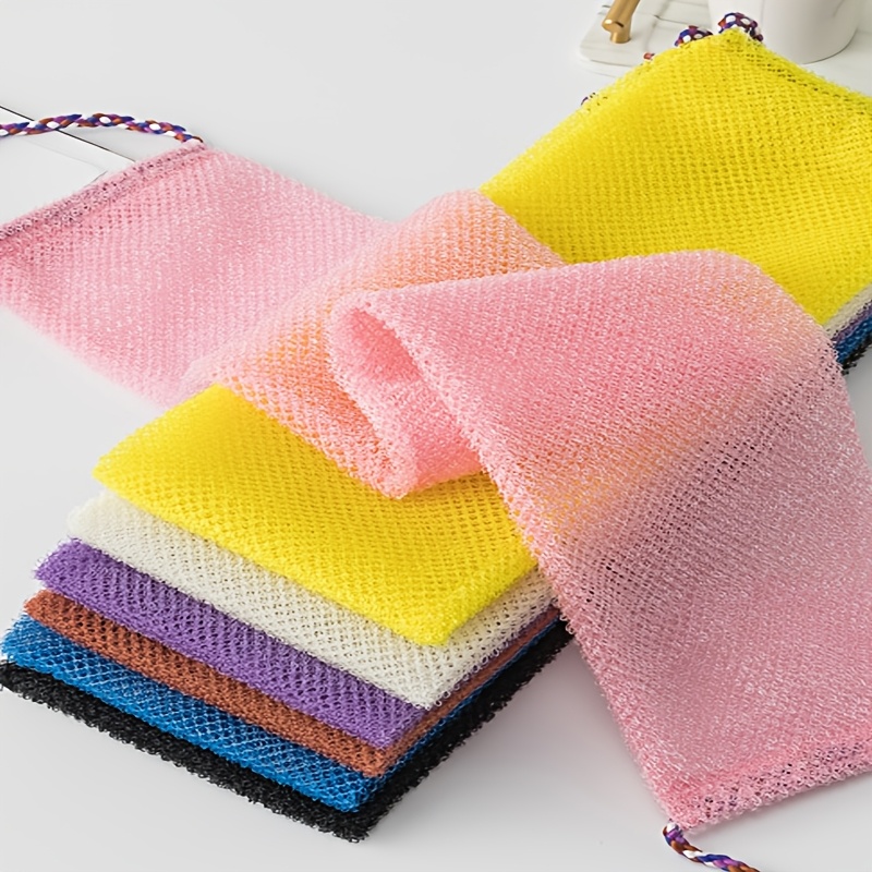 Drawstring Long Bath Towel, Nylon Mesh Exfoliating Towel