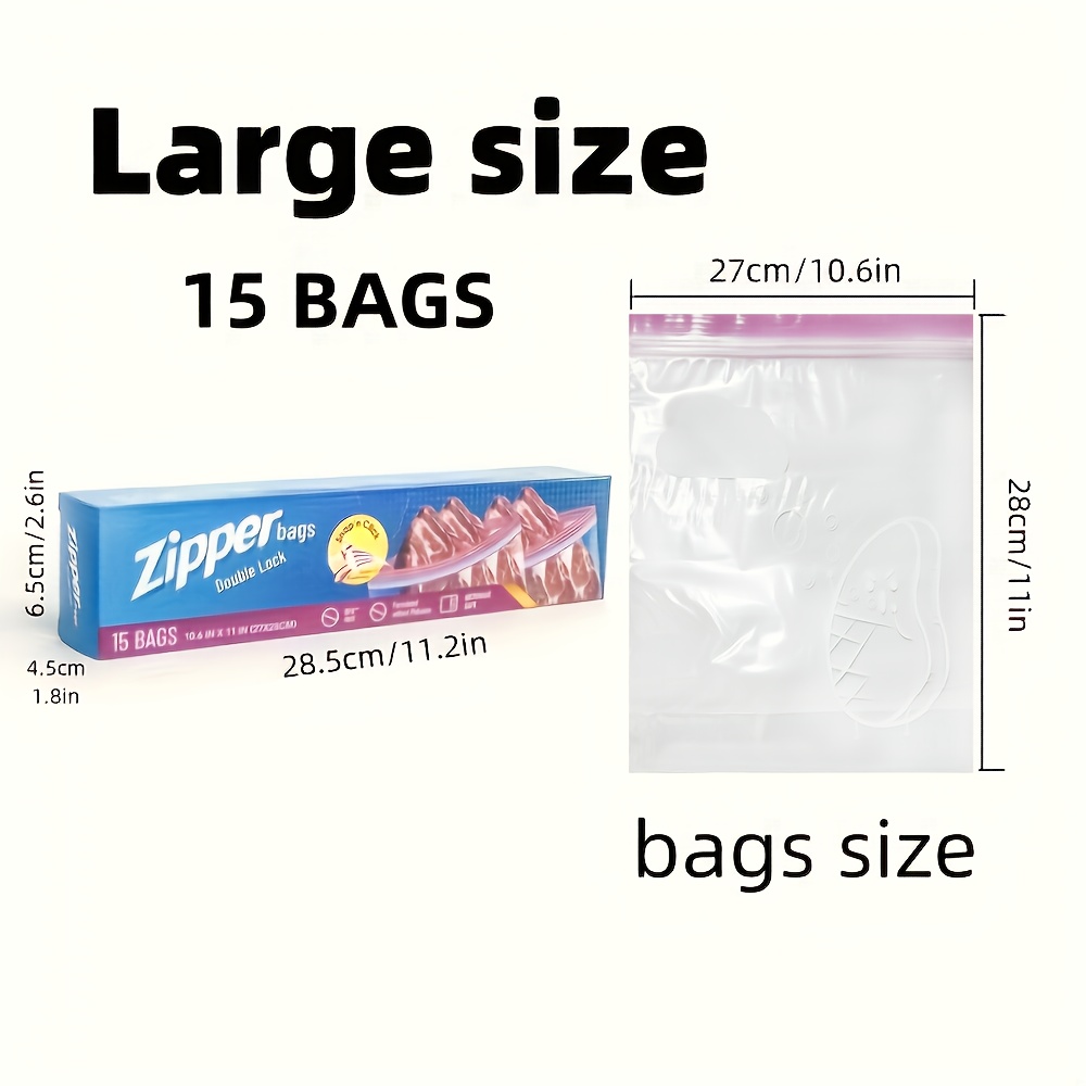 15/20/30pcs Small/Medium/Large Sandwich Bags with Double Lock Seal - Thick, Refrigerator Freezer Bags for Food Storage & Freshness, Reusable Zipper Bags for Easy Sealing, Multi-Purpose Kitchen Organization Essentials, Sandwich Bags