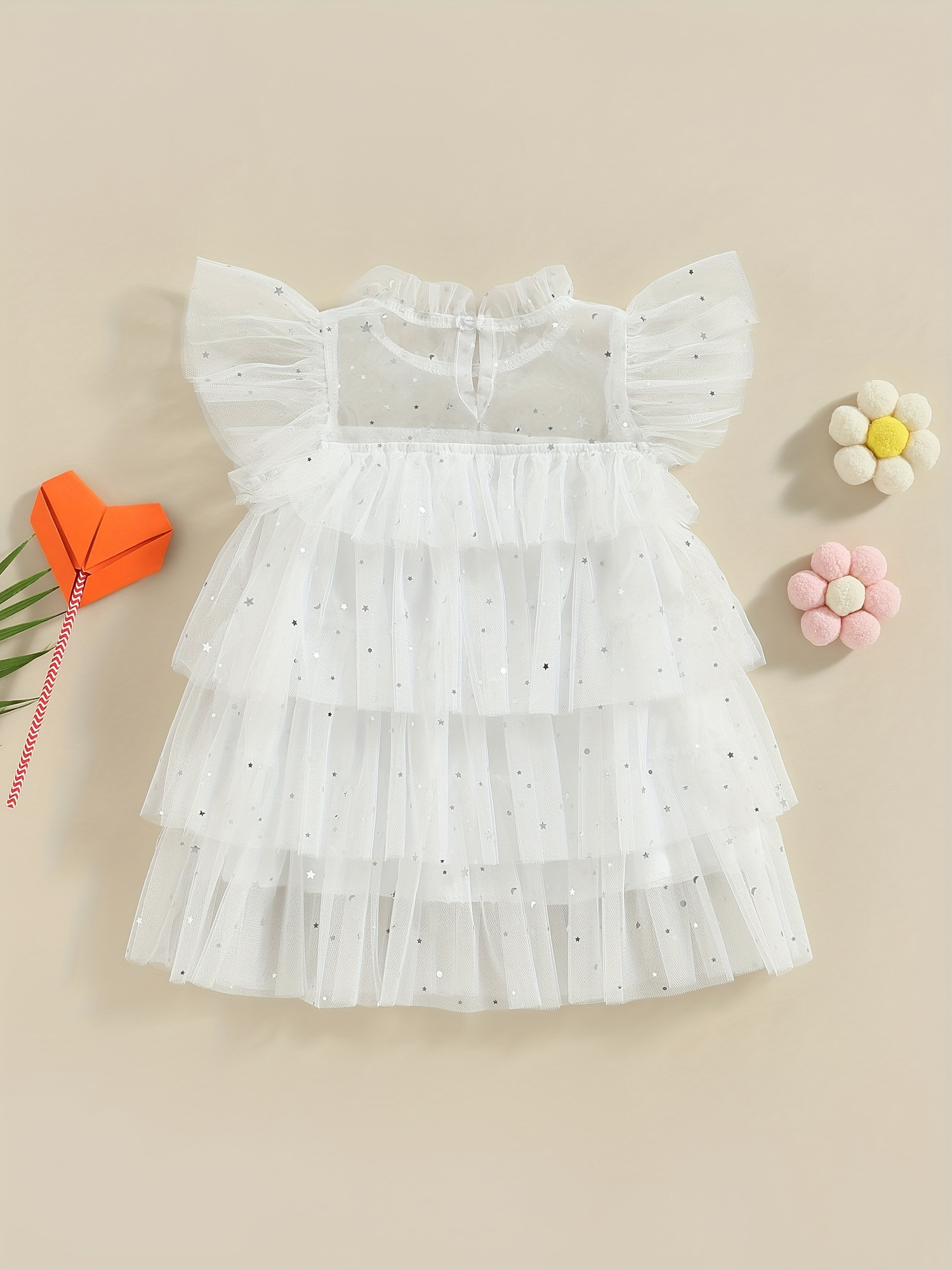 toddler kids girls white tutu dress stars moon sequins fly - Temu