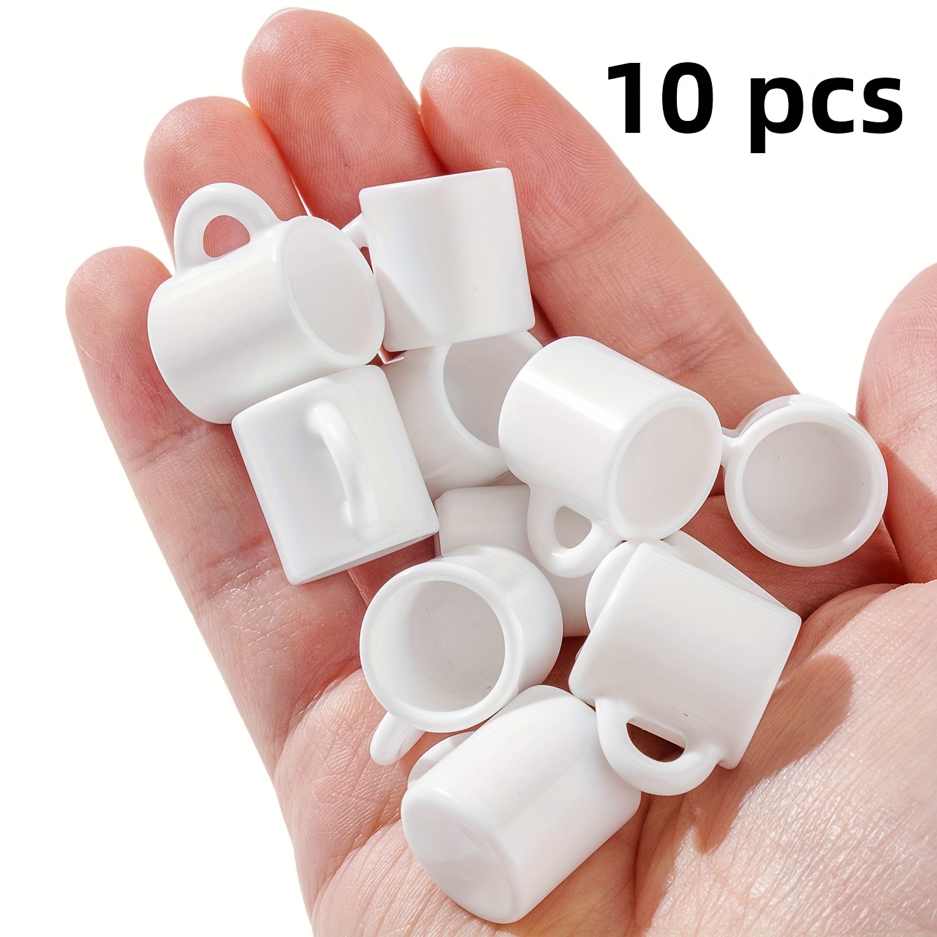10pcs Dollhouse Miniature White Mugs: Miniature Resin Coffee Cup Models For Kitchen, Living Room, Study, Or Café Scene Tabletop Decor