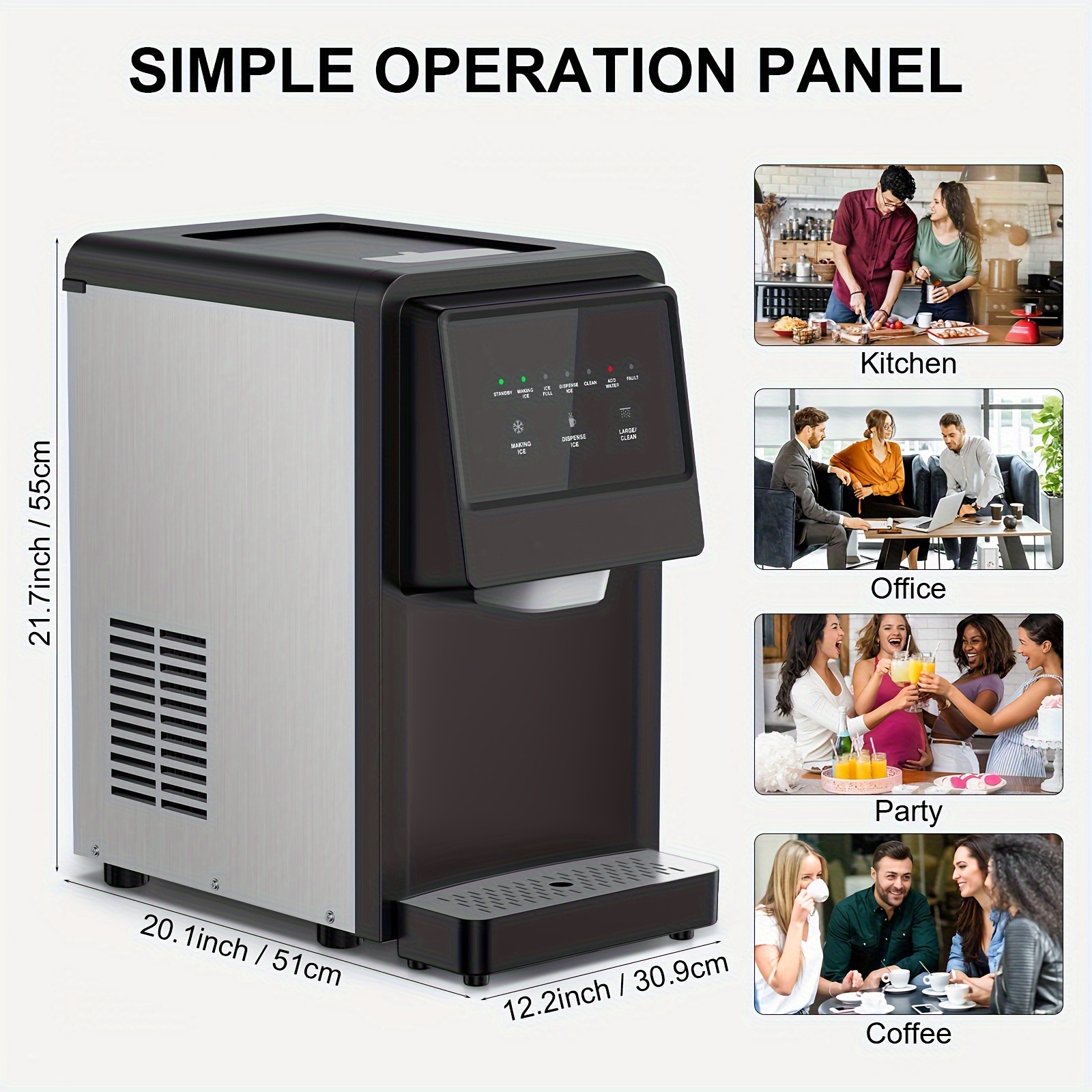 55 lb daily production   ice cubes countertop ice machine Product details 0