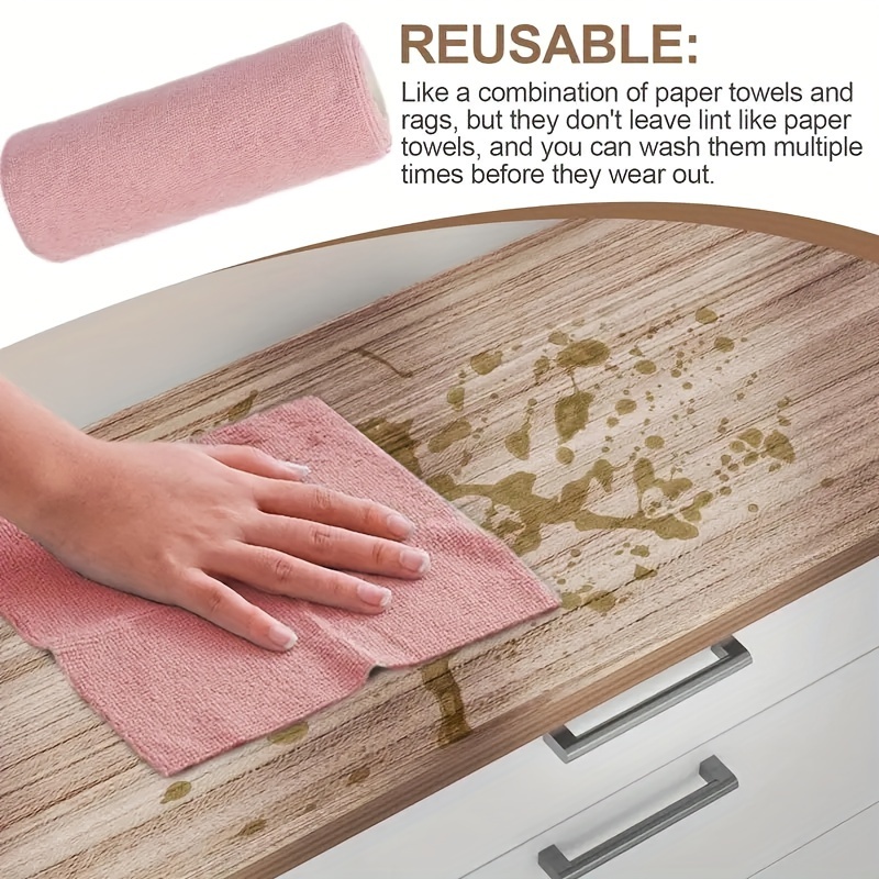 reusable cleaning wipe household kitchen cloth microfiber towel rolls dish rags wash paper towel replacement 1 roll of 20 sheets details 5