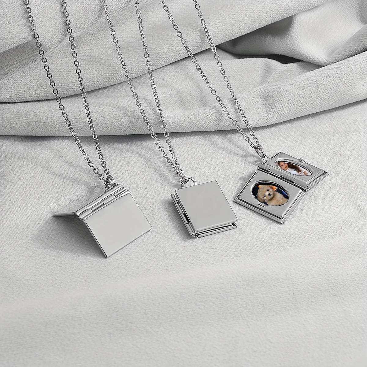Personalized Double Photo Rectangle Necklace