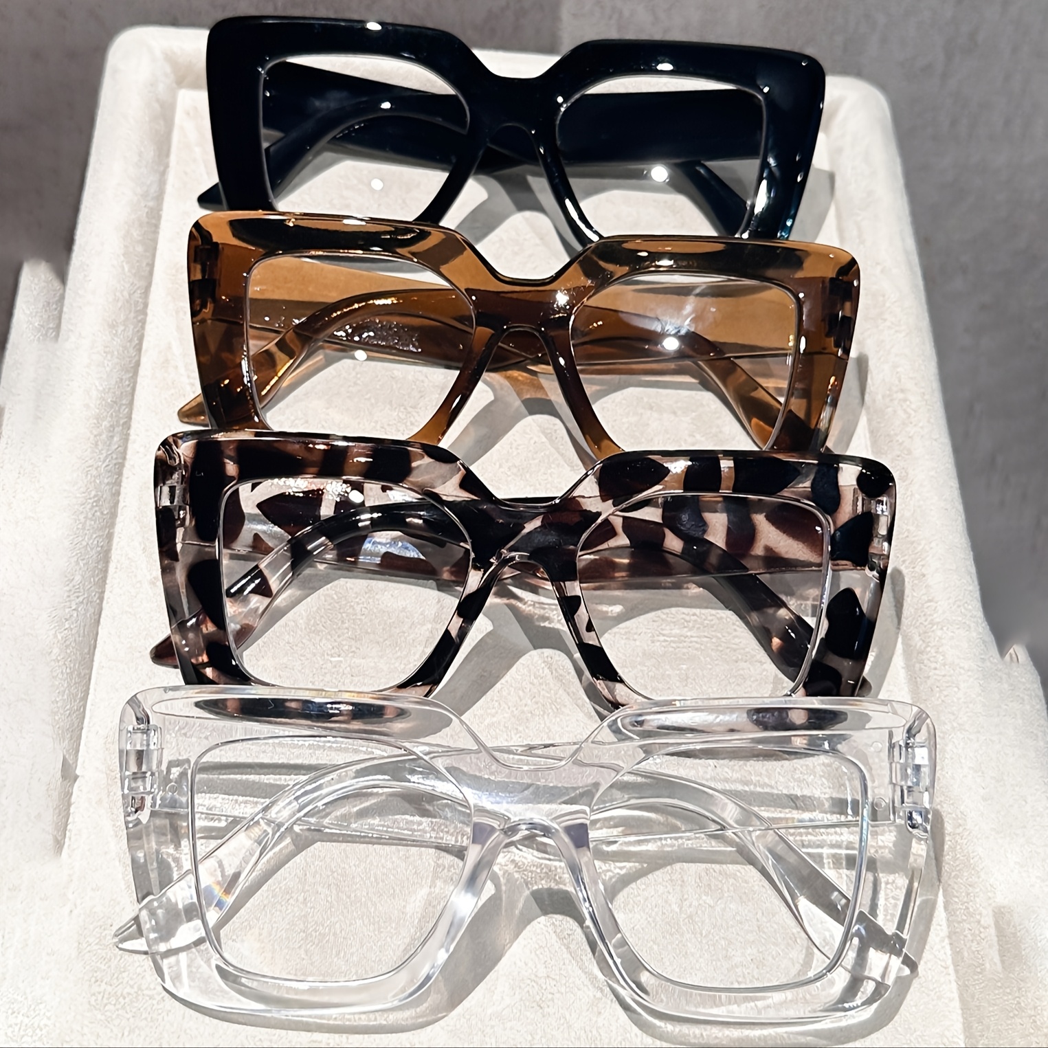 

4pcs Women Geometric With Leopard Decoration Glasses For Travel Life Office Reading Outdoor Casual Activities Decoration