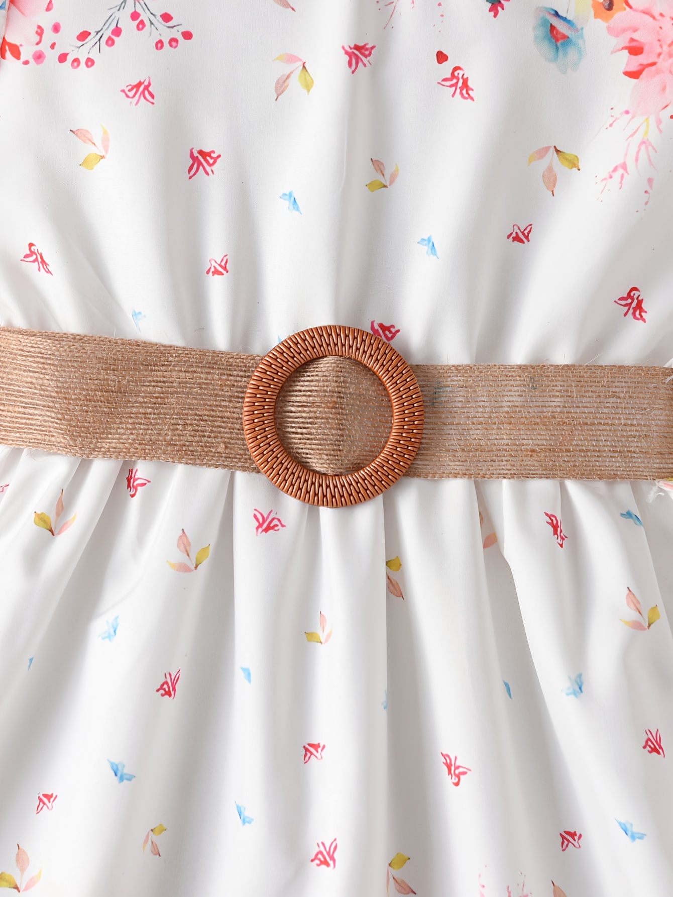 A Young Dreamy Floral Print Princess Dress, Featuring Flutter Sleeves And a Casual Design with a Belt