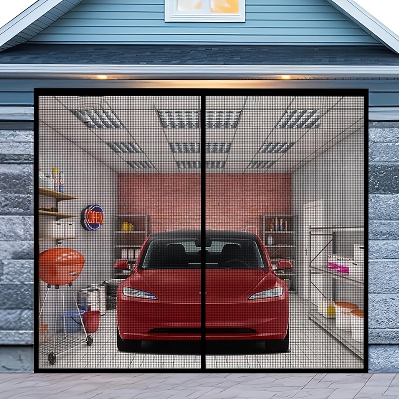 a large magnetic mosquito door curtain garage screen door extra wide mesh curtain provides sun protection ventilation and privacy while automatically closing   suitable for garages patios tool sheds greenhouses and utility