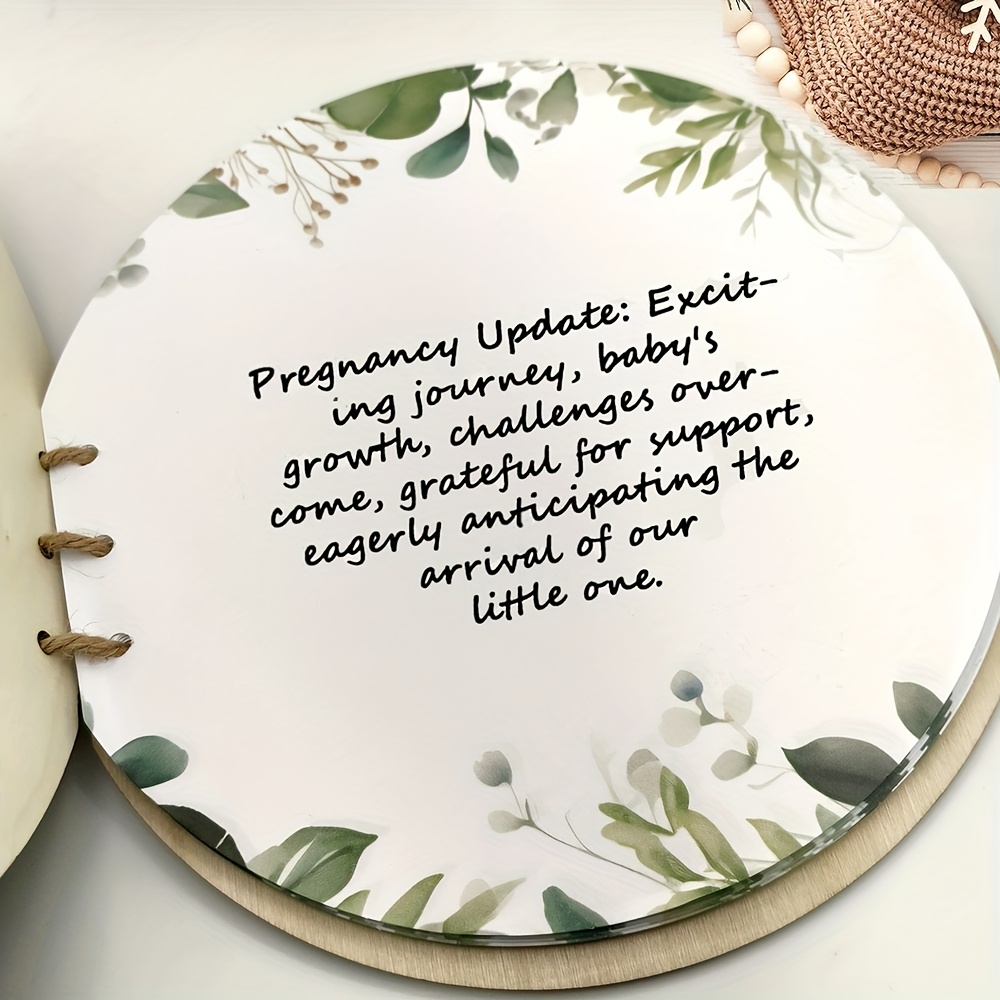 Wooden Keepsake Album with Leaf Motif, Engraved Welcome Message