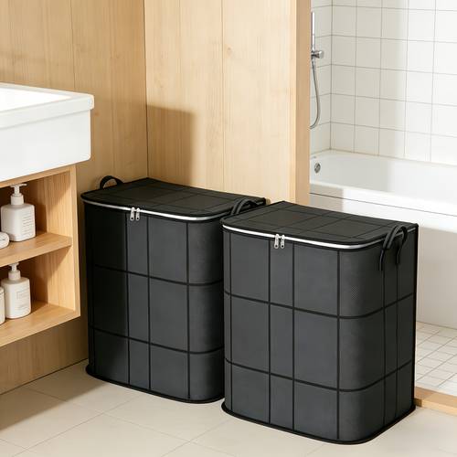 extra large capacity black foldable wardrobe storage box stackable large capacity storage saving quilt storage box thickened moving packing bag clothes and comforters foldable storage box shelf baskets