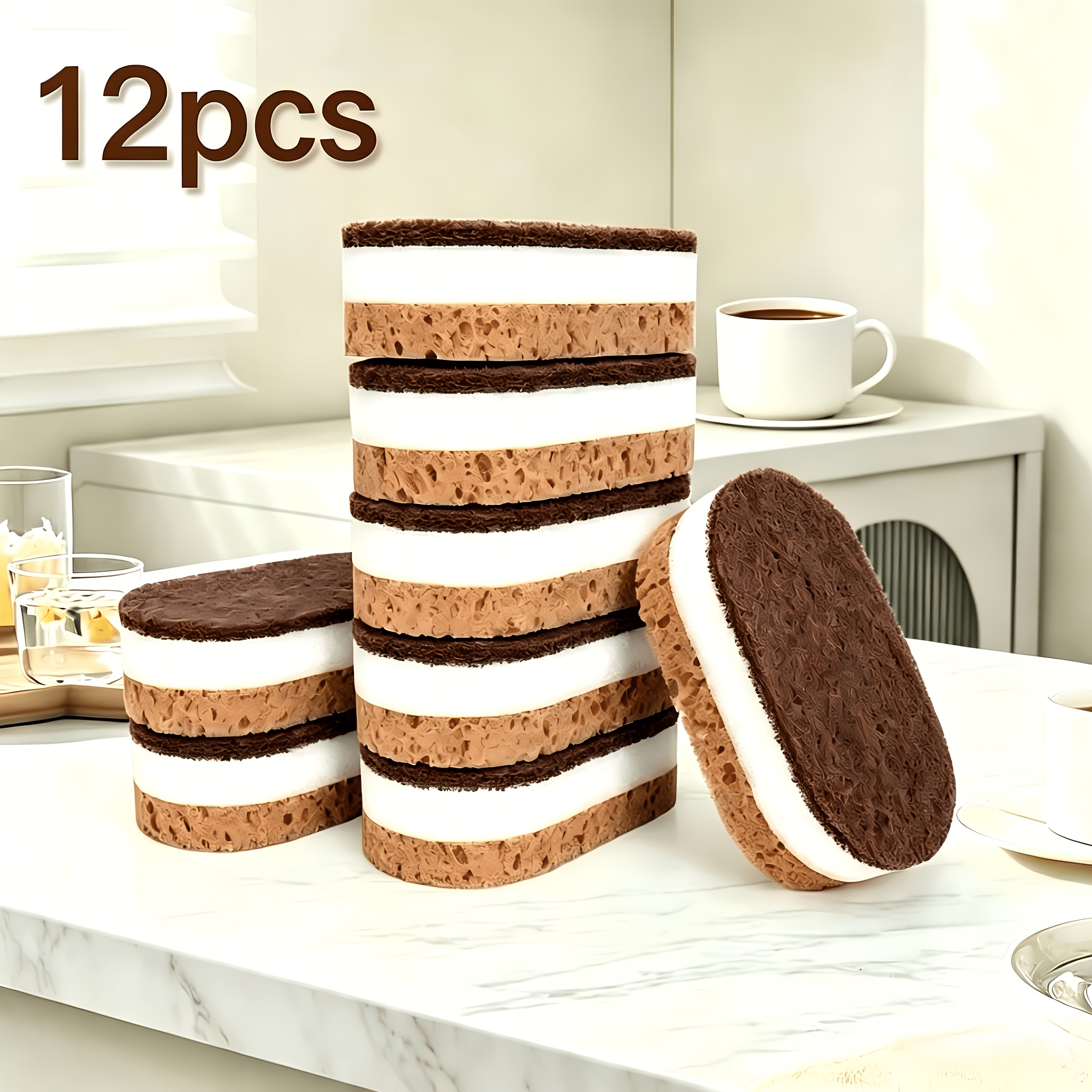 TEMU 12/24pcs Éponges Multi-, Tampons Anti-Rayures pour Vaisselle, Chiffons de Cuisine Réutilisables, Adaptés pour Batterie de Cuisine