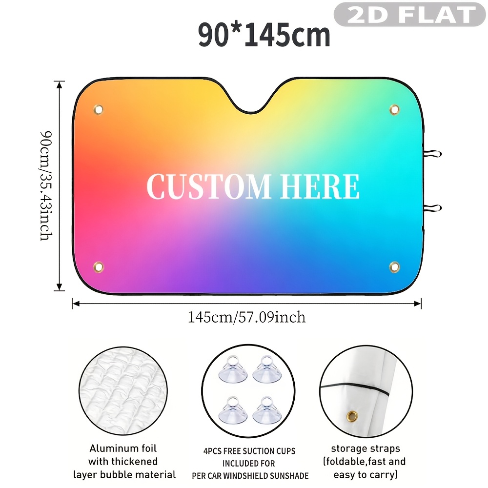 TEMU Custom 2d Flat 1pc Car Windshield Sunshade, With 4 Suction Cups, Starry Front Window Cover, Foldable Starry Sky Windshield Sun Shade Protector