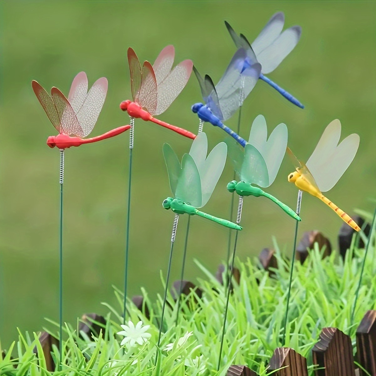 

8pcs Plug-in Rod Dragonfly Gardening Decoration, Shop Decoration, Simulation Dragonfly Home Decoration, Wall Sticker Background Gardening Decoration