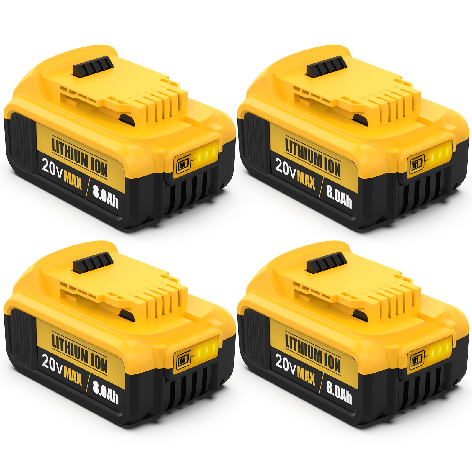 TEMU 4-pack 20v .0ah Lithium-ion Replacement Battery Compatible With Dw 20 Volt Cordless Tools High Capacity Power Pack For Impact Wrench Rotary
