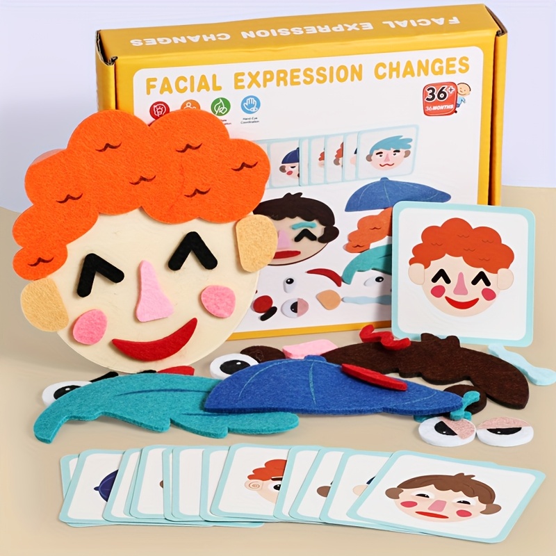 Image of A Set Of Wooden Face-changing Games In A , Designed To Enhance Observation And Skills. An Autism-friendly Emotional Toy That Promotes Thinking And Encourages Free Combination To Spark Imagination