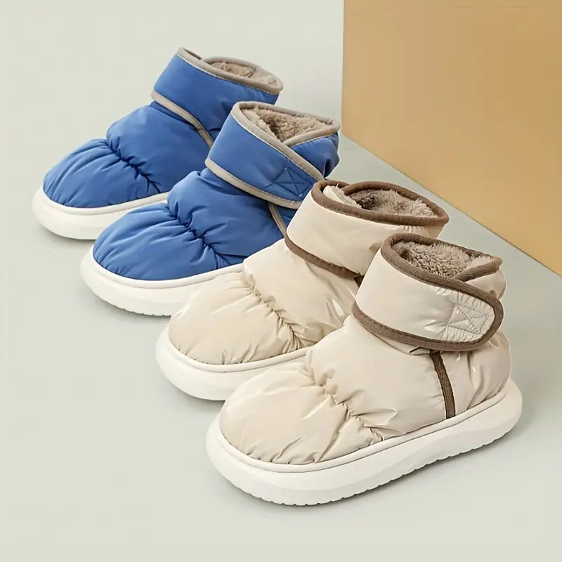 mens casual comfortable solid fleece boots non slip warm boots for autumn and winter details 1