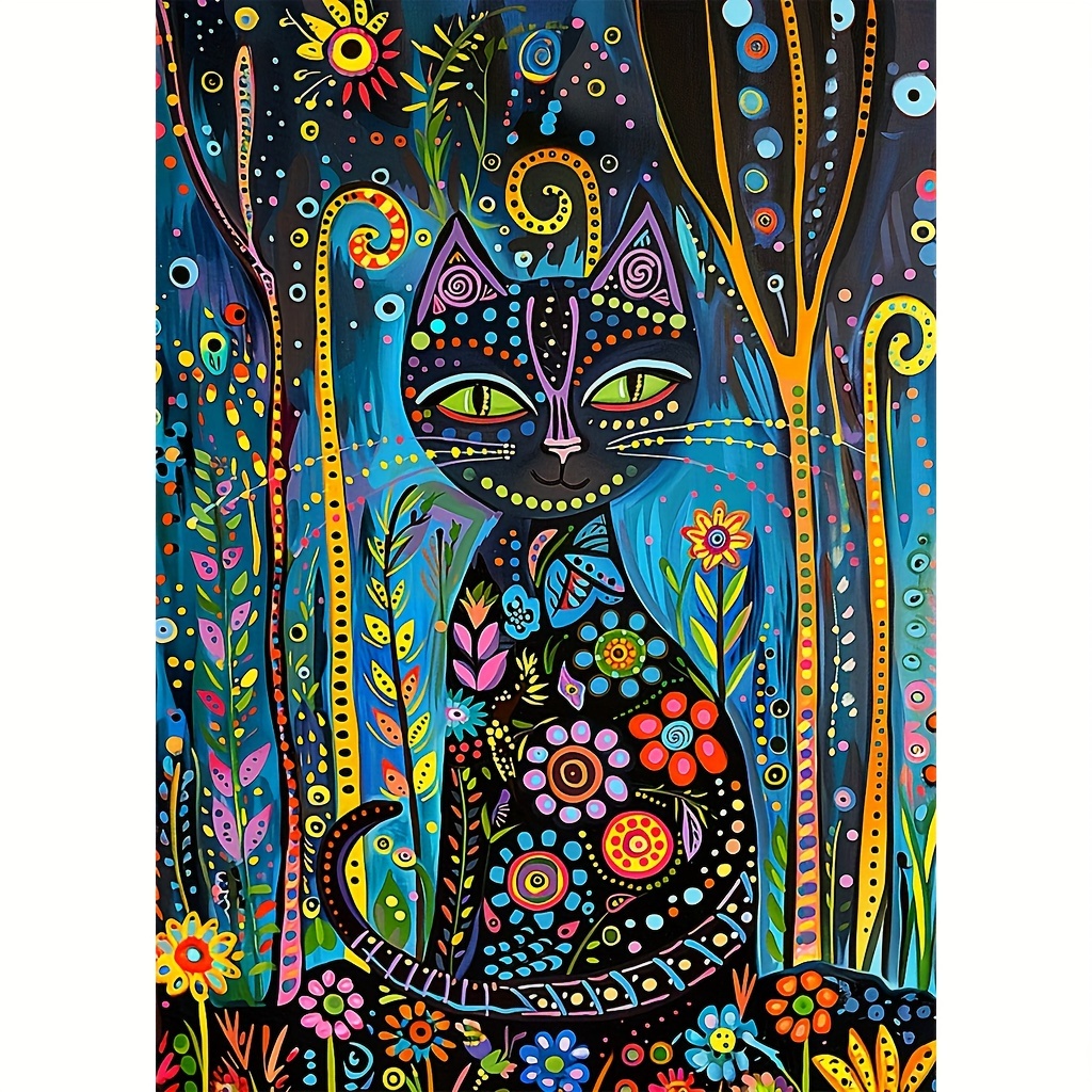 

Diy 5d Diamond Painting Kit - Flower Cat Design, 11.8x15.7 Inch Large Size, Full Round Rhinestone Art Embroidery For Home Office Wall Decor, Acrylic Craft Tools & Supplies, Frameless - 1pc