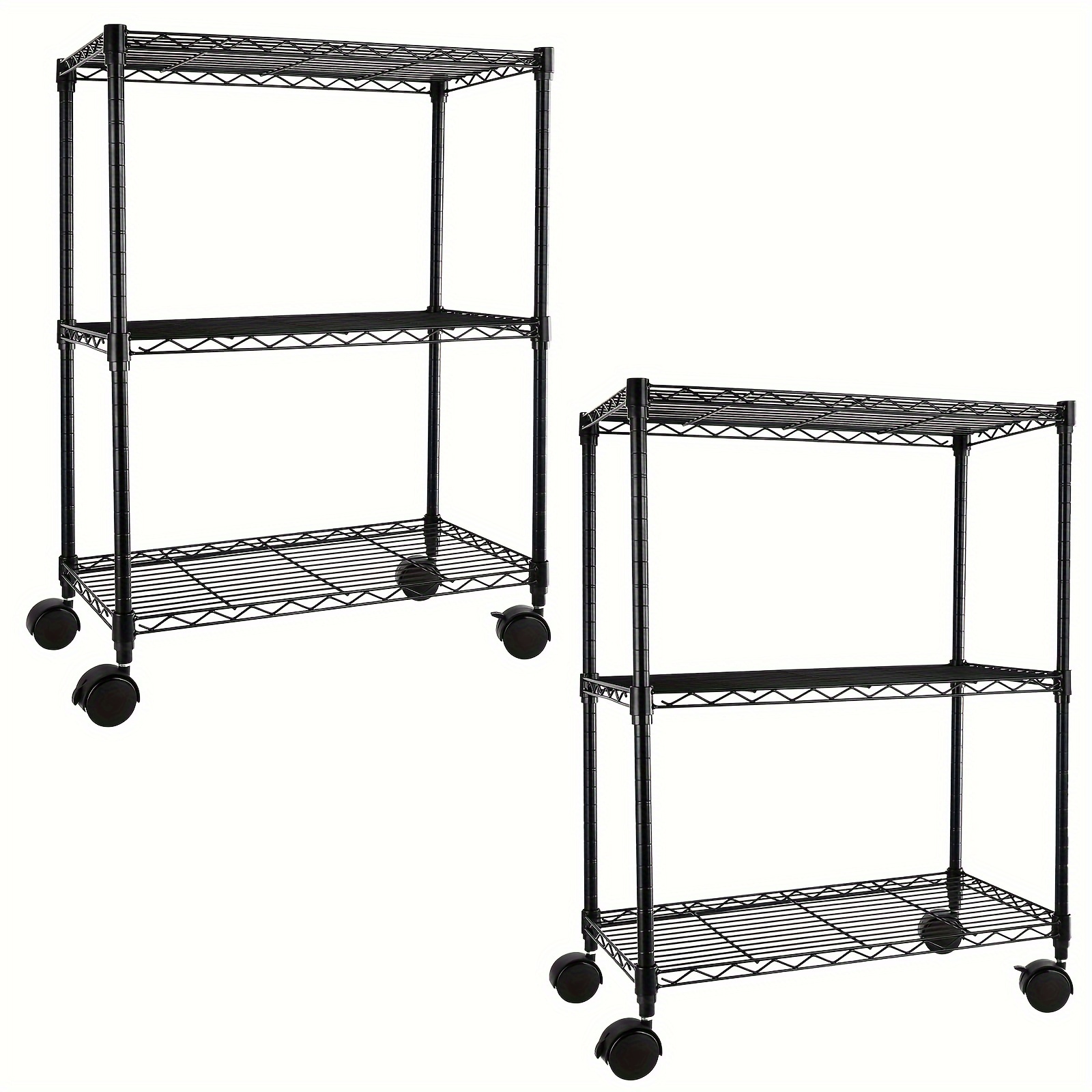 

Simple Deluxe Heavy Duty 3-shelf Shelving With Wheels, Adjustable Storage Units, Steel Organizer Wire Rack, Black