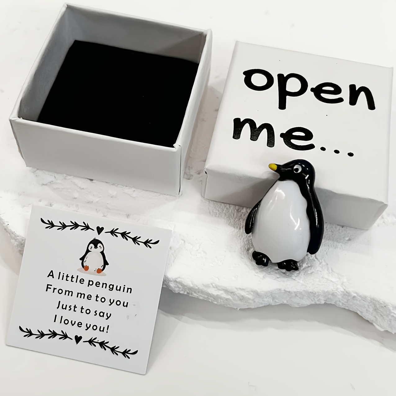 TEMU 1 Set "" , Featuring Adorable Yellow-beaked Penguin And " You" Message Card - Ideal For Birthdays, Weddings, Anniversaries, Valentine's Day -