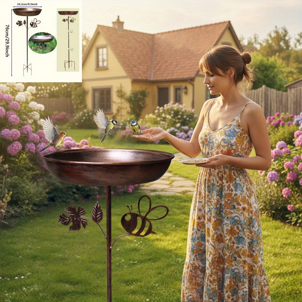 E-shop Vintage-Vogelfutterautomat/Vogelfutterschale/Vogelbad/Vogelbecken/Vogeltränke aus Gusseisen, Metall-Vogelfutterautomat Wasserspiel im rustikalen