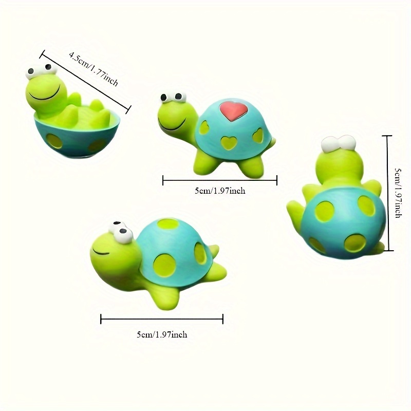 TEMU 4pcs Adorable Cartoon Turtle Dashboard Ornaments - Flexible Tpu Material, Collectible Figurines, Decorating Office, Home & Vehicle Interiors
