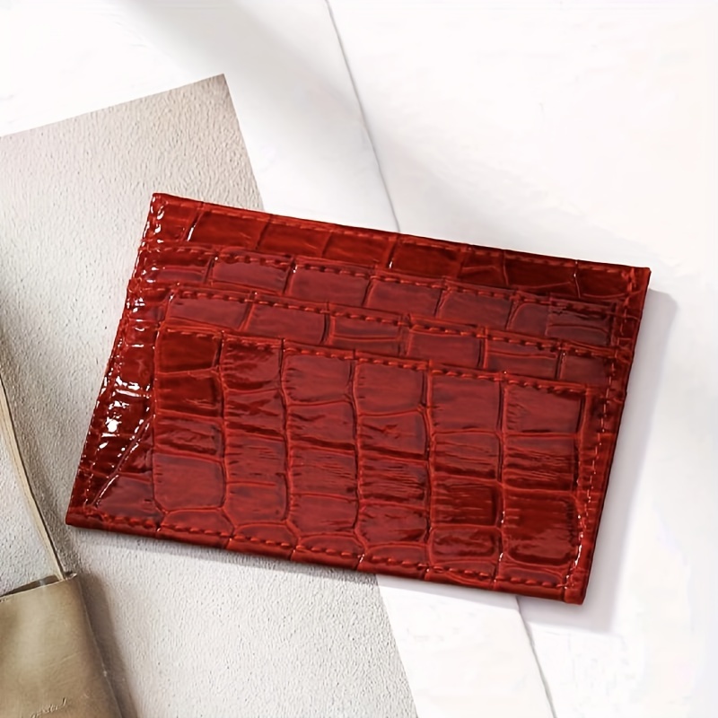 

Luxurious Crocodile Pattern Mini Card Holder, Pu Leather Slim Wallet With Multiple Slots, Portable Pocket Accessory(4.3''x 3.1'')