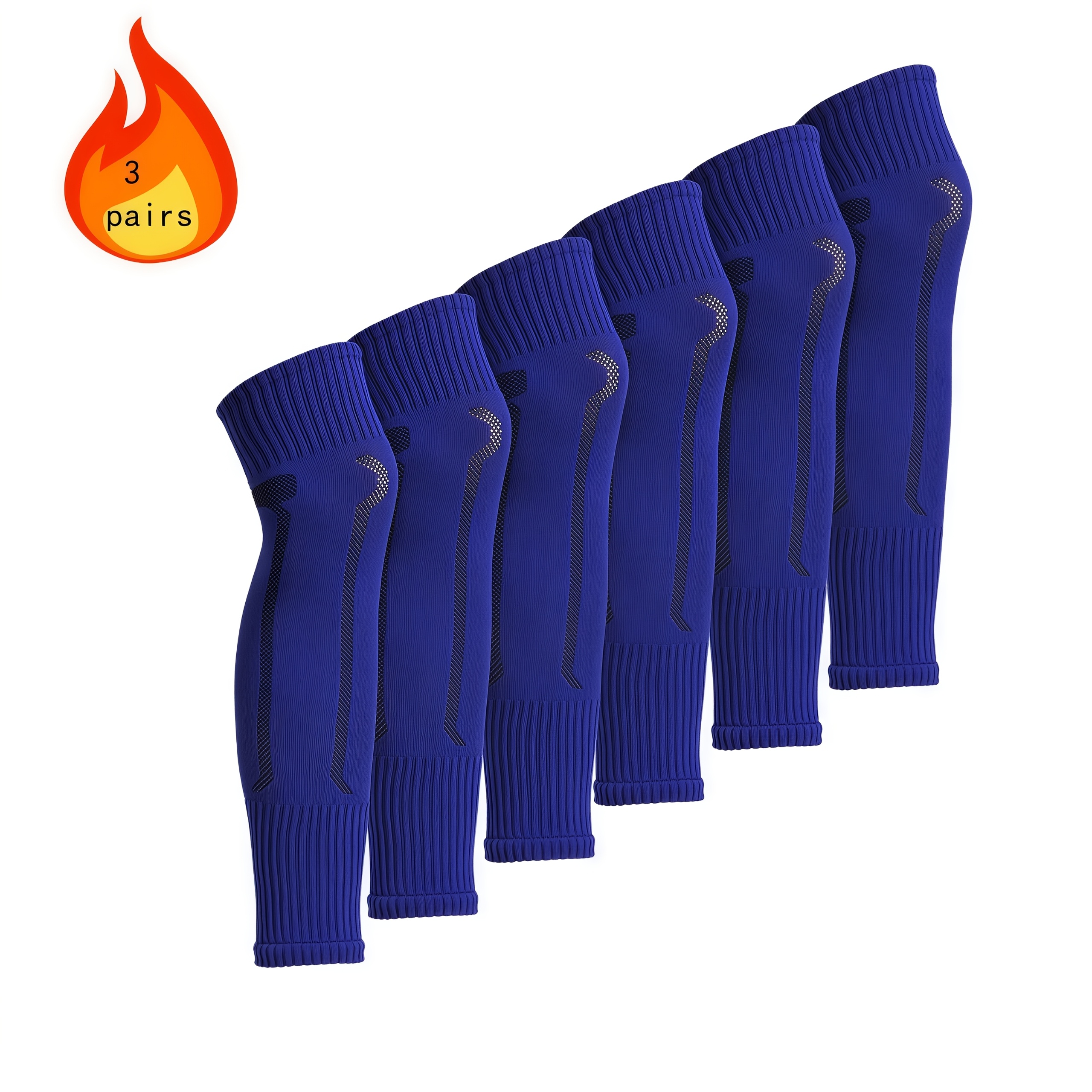 TEMU 3 Pairs Of Bottomless Long Socks, Soccer, Basketball, Fitness, Outdoor Sports, Comfortable And Breathable, Football Additions