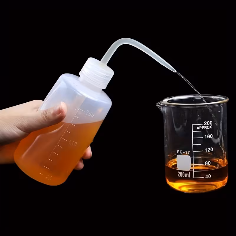 6pcs laboratory wash bottles squeeze type cleaning bottles with curved nozzles transparent 250 ml cleaning bottles soft and flexible laboratory squeeze bottles narrow mouth with clear measurement scales details 4