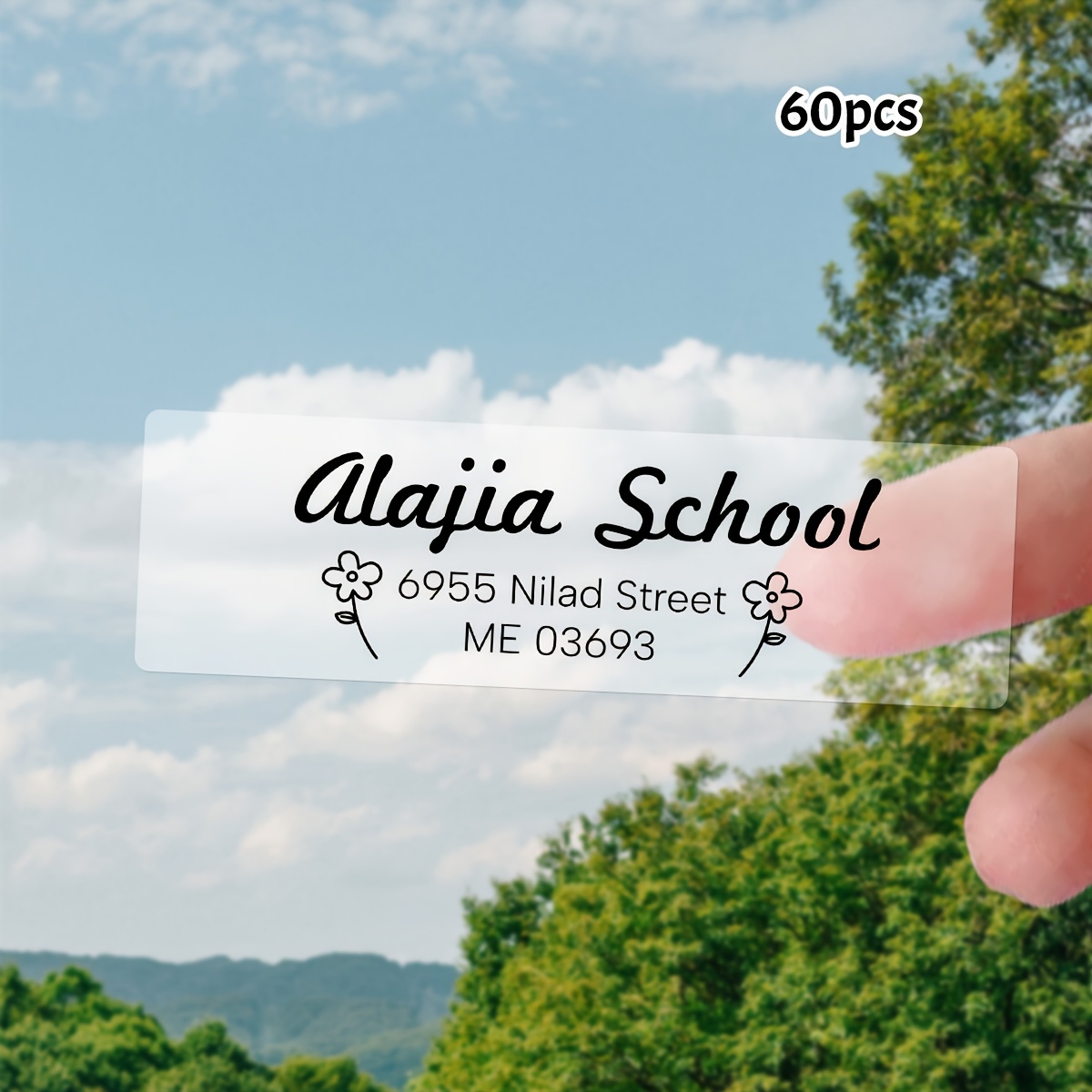 Custom Text Rectangular Transparent Address Stickers