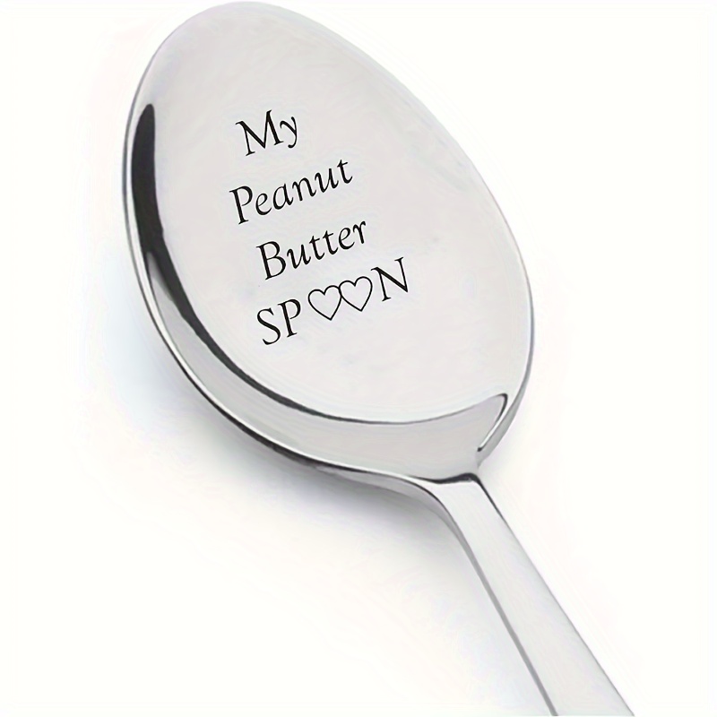 

1pc, New Upgraded Thick Spoon, Butter Spoon With 2 Small Hearts Engraved Stainless Steel Cutlery Unique Birthday Easter Basket Gifts