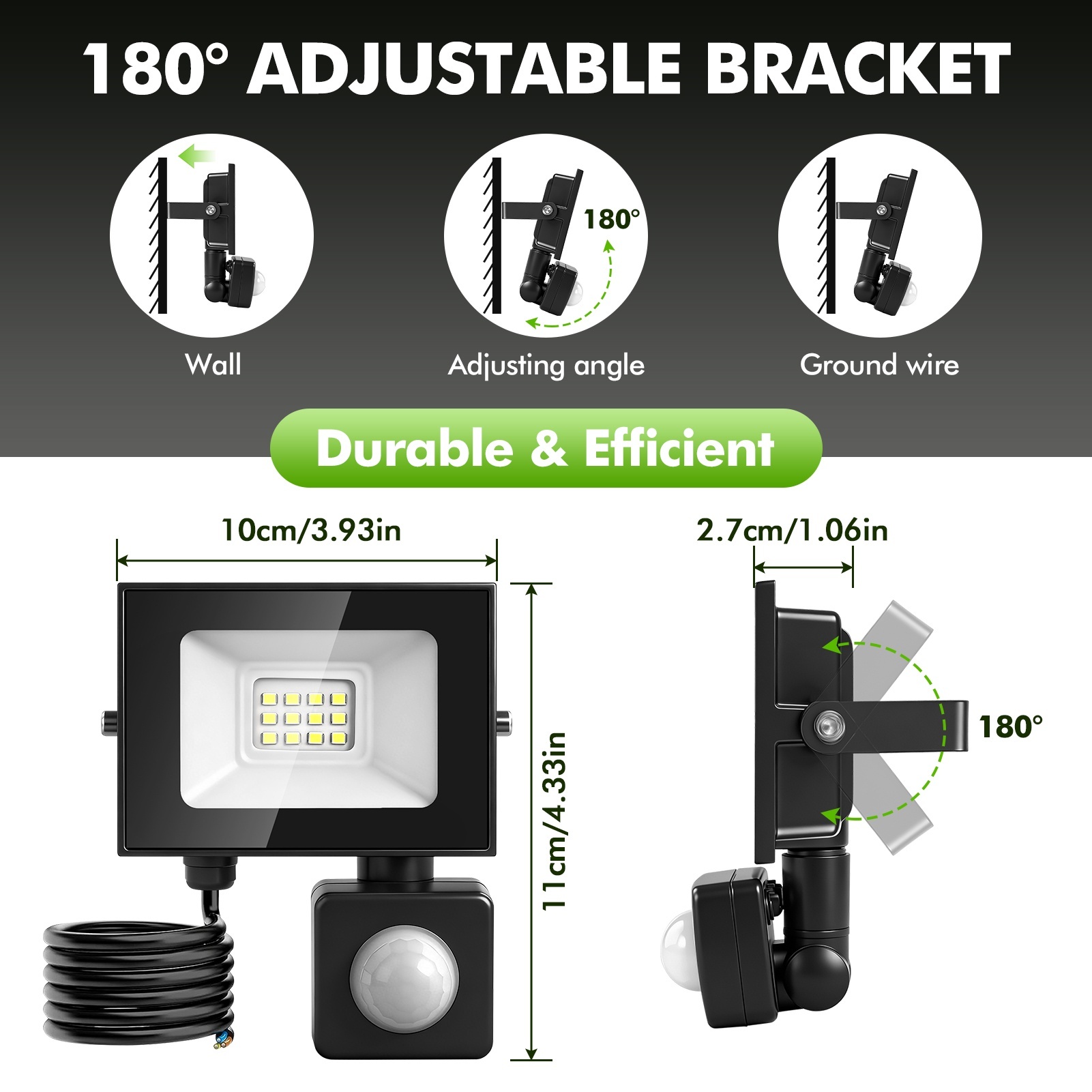 Image of 5pcs Security Lights Outdoor Motion Sensor, 10watts Led Pir Floodlight, Cool White/warm White, Ip65 Outside Wall Light Mains Powered For Garage Backyard Garden Doorway Court Patio
