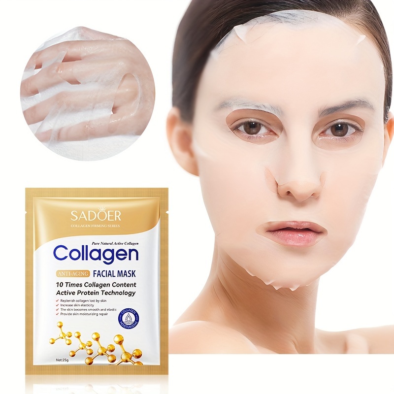 korean   collagen firming sheet mask for wrinkles dark spots peptide collagen hydrating face mask non irritating moisturizing for all light beige types     evens light beige texture 0