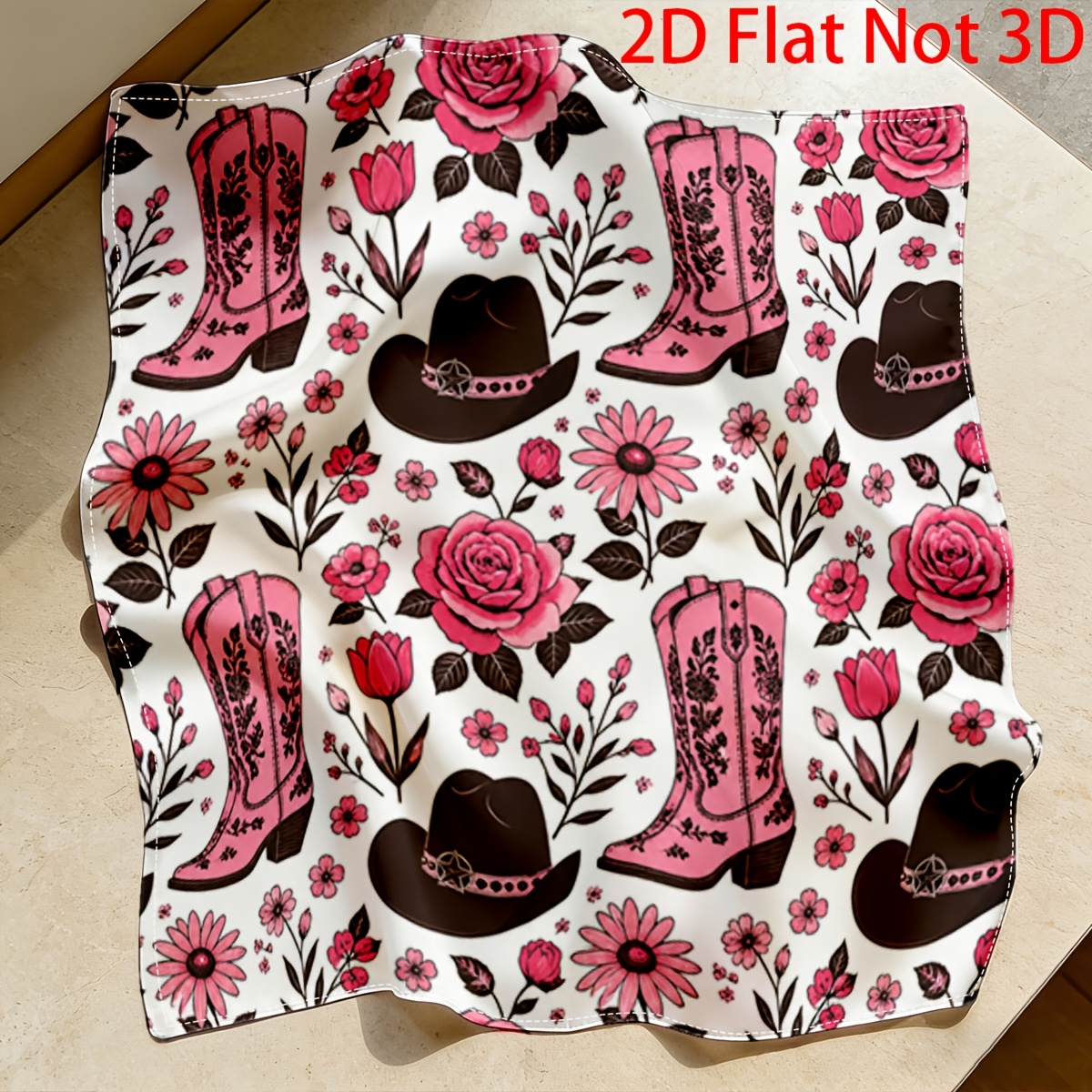 TEMU 2d Flat, 1pc, Women's Scarf, Pink Denim Style, Themed Decorative Square Scarf, Used For , Travel, Birthday Gifts, Fashionable Outfits, Ideal