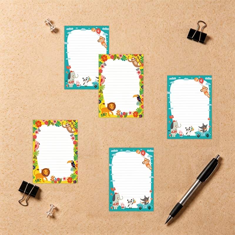 2-Pack Lined Cartoon Jungle Animal Border Notepads for Notes