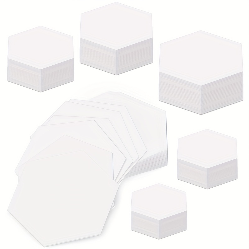 

600pcs White Cardboard Hexagon Quilting Templates Set, 6 Sizes, Paper Piecing Shapes For Sewing, Diy Crafts & Quilting Projects