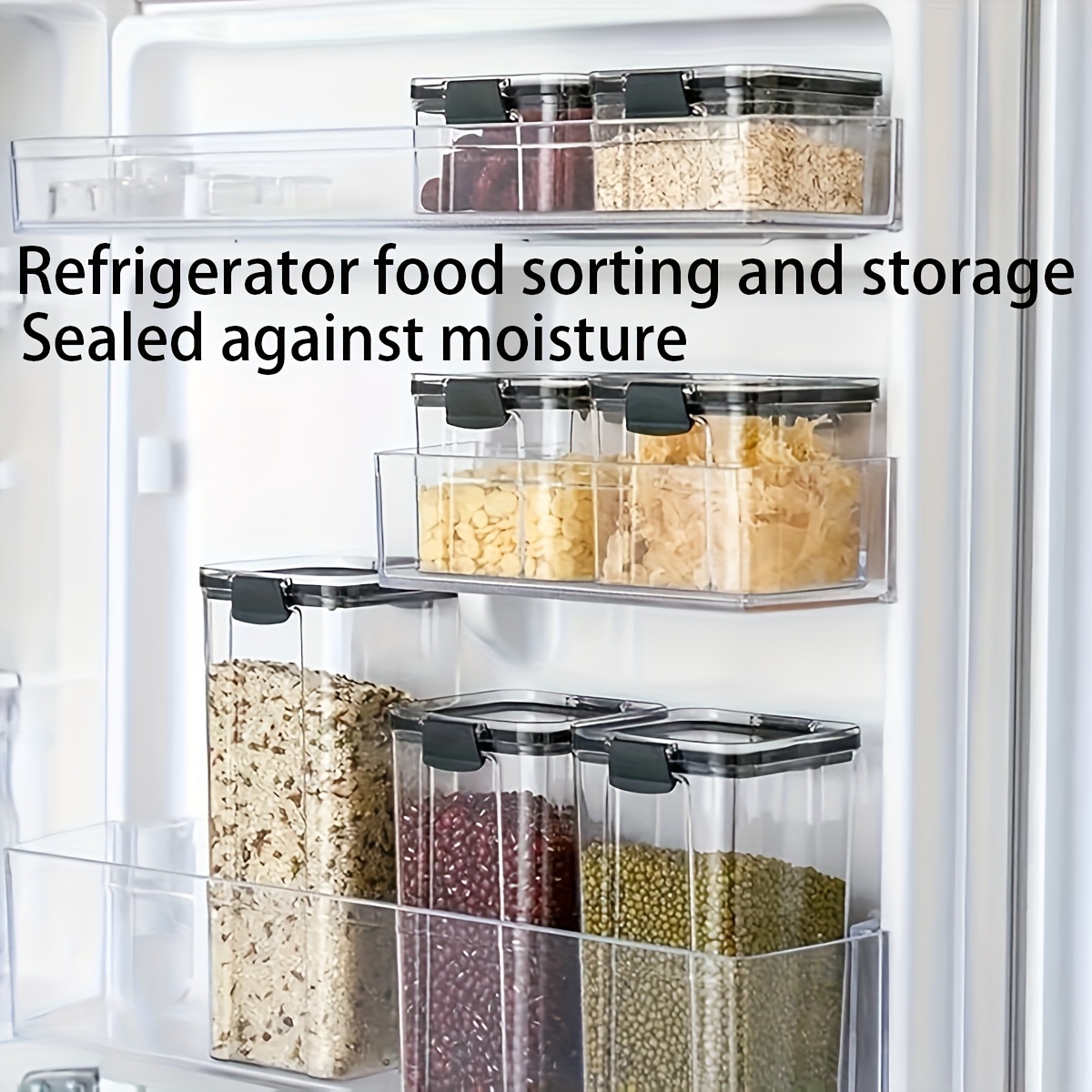   storage containers with lids moisture proof stackable sealed jars plastic kitchen and pantry organizers for     flour nuts pasta 5pcs set Product details 1