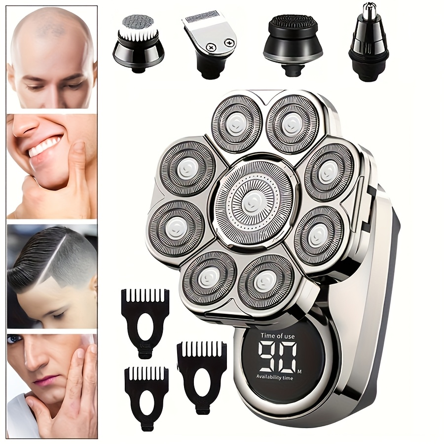 

5in1 Bald Men's Clipper, Head Fits The Face And Head Better, Precise Shaving And Haircut, Intelligent Power Display, Open Blade Head For Easy Cleaning, Daily Cleaning And Use, A Gift For Husband